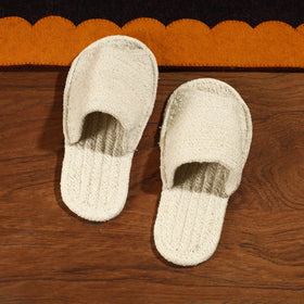 Beige Hand Braided Cotton Stitched Home Slipper