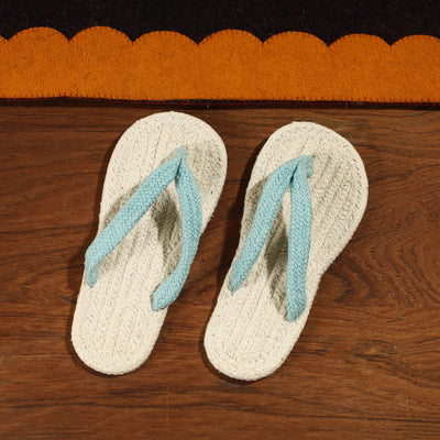 Beige Hand Braided Cotton Stitched Home Slipper