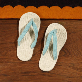 Beige Hand Braided Cotton Stitched Home Slipper