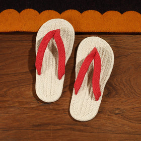 Beige Hand Braided Cotton Stitched Home Slipper