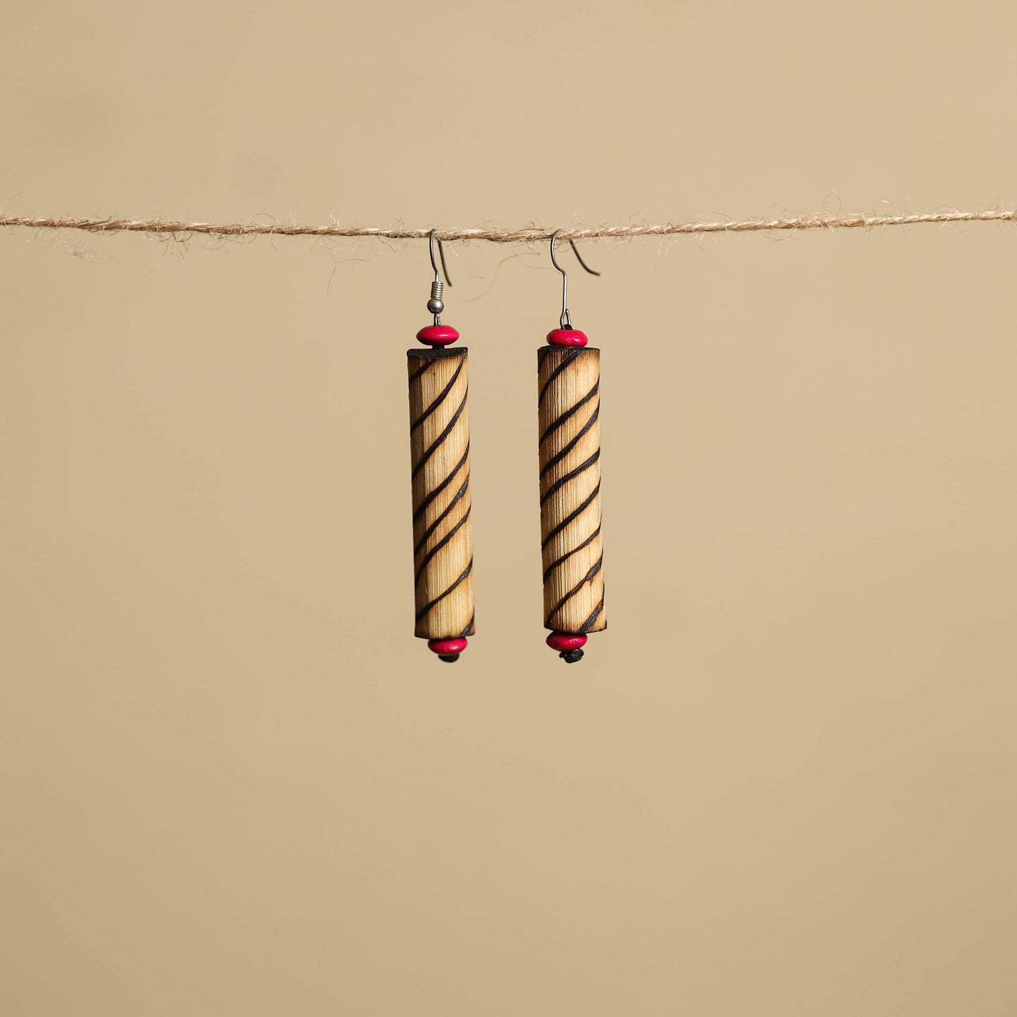 Hand Carved Bamboo Wooden Earrings