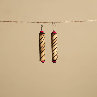 Hand Carved Bamboo Wooden Earrings