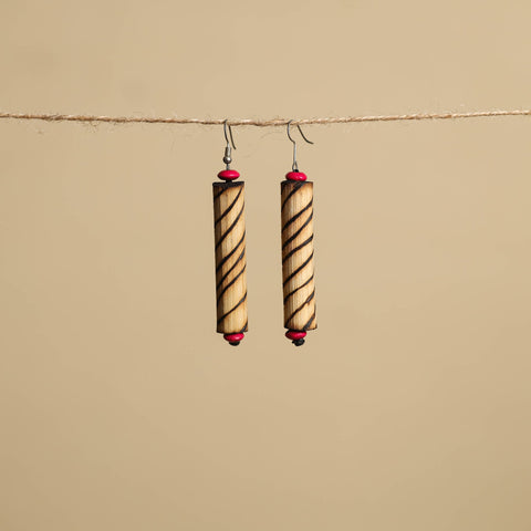 Hand Carved Bamboo Wooden Earrings