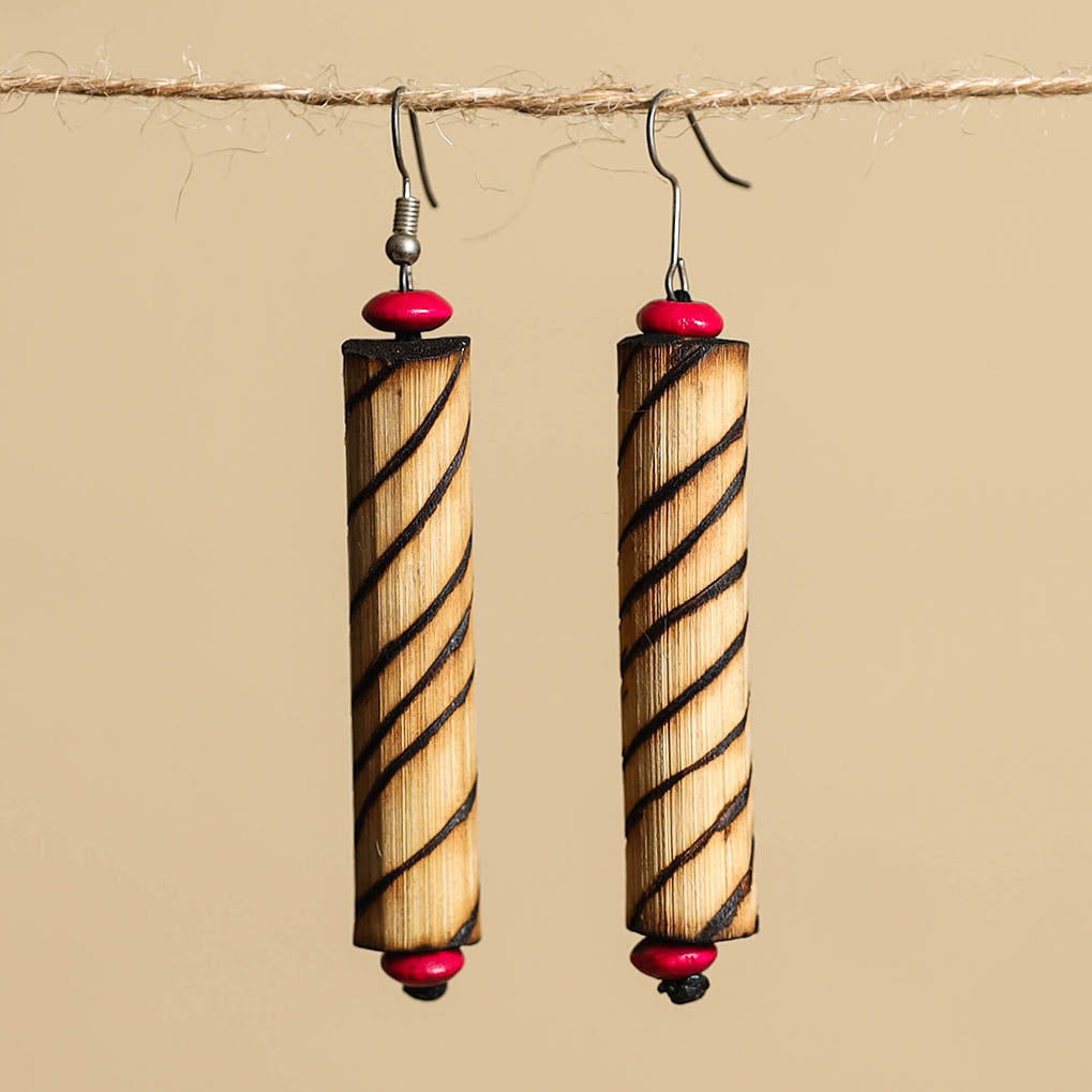 Hand Carved Bamboo Wooden Earrings