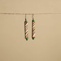 Beige - hand carved bamboo wooden earrings 23 - handcrafted