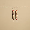 Beige - hand carved bamboo wooden earrings 25 - handcrafted