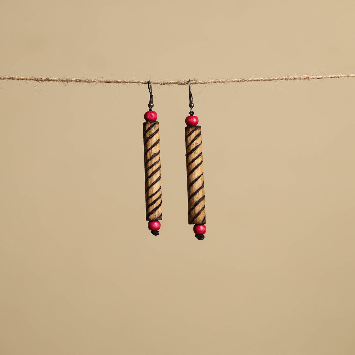 Hand Carved Bamboo Wooden Earrings