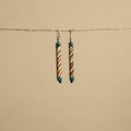 Beige - hand carved bamboo wooden earrings 28 - handcrafted