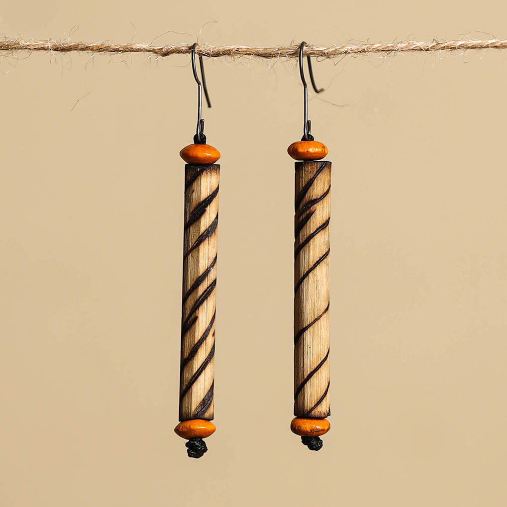 Hand Carved Bamboo Wooden Earrings