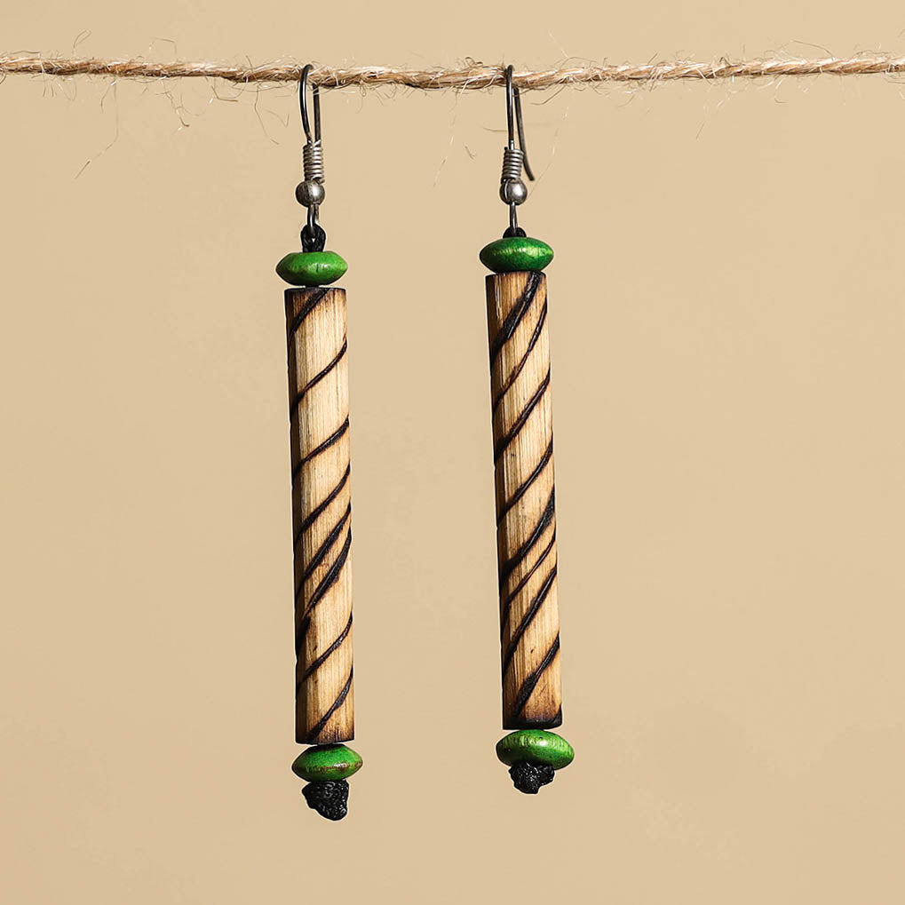 Hand Carved Bamboo Wooden Earrings