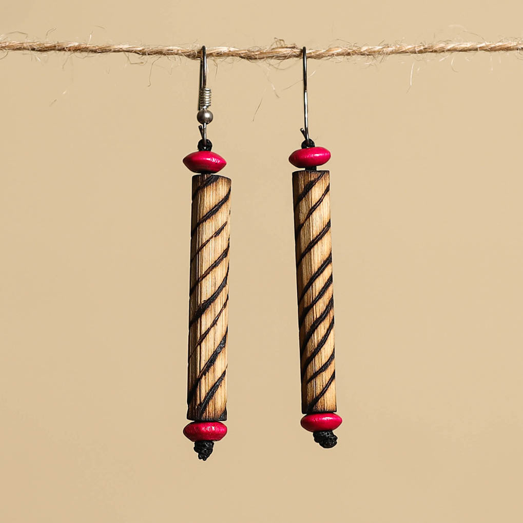 Hand Carved Bamboo Wooden Earrings
