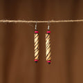 Beige Hand Carved Bamboo Wooden Earrings