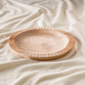 Beige Handcarved Natural Neem Wooden Plate 