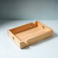  Beige Handcarved Natural Pine Wooden Tray 