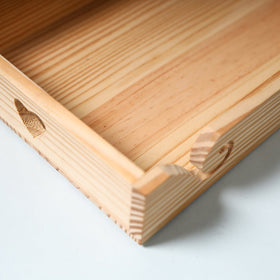  Beige Handcarved Natural Pine Wooden Tray 