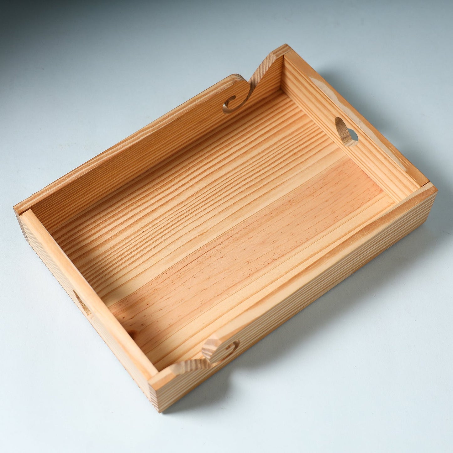  Beige Handcarved Natural Pine Wooden Tray 
