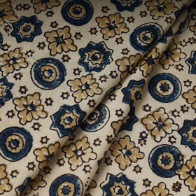 Beige Hand Block Print Cotton Ajrakh Fabric