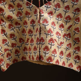 Beige - hand cotton sanganeri readymade blouse 07