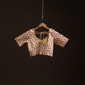 Beige - hand cotton sanganeri readymade blouse 07