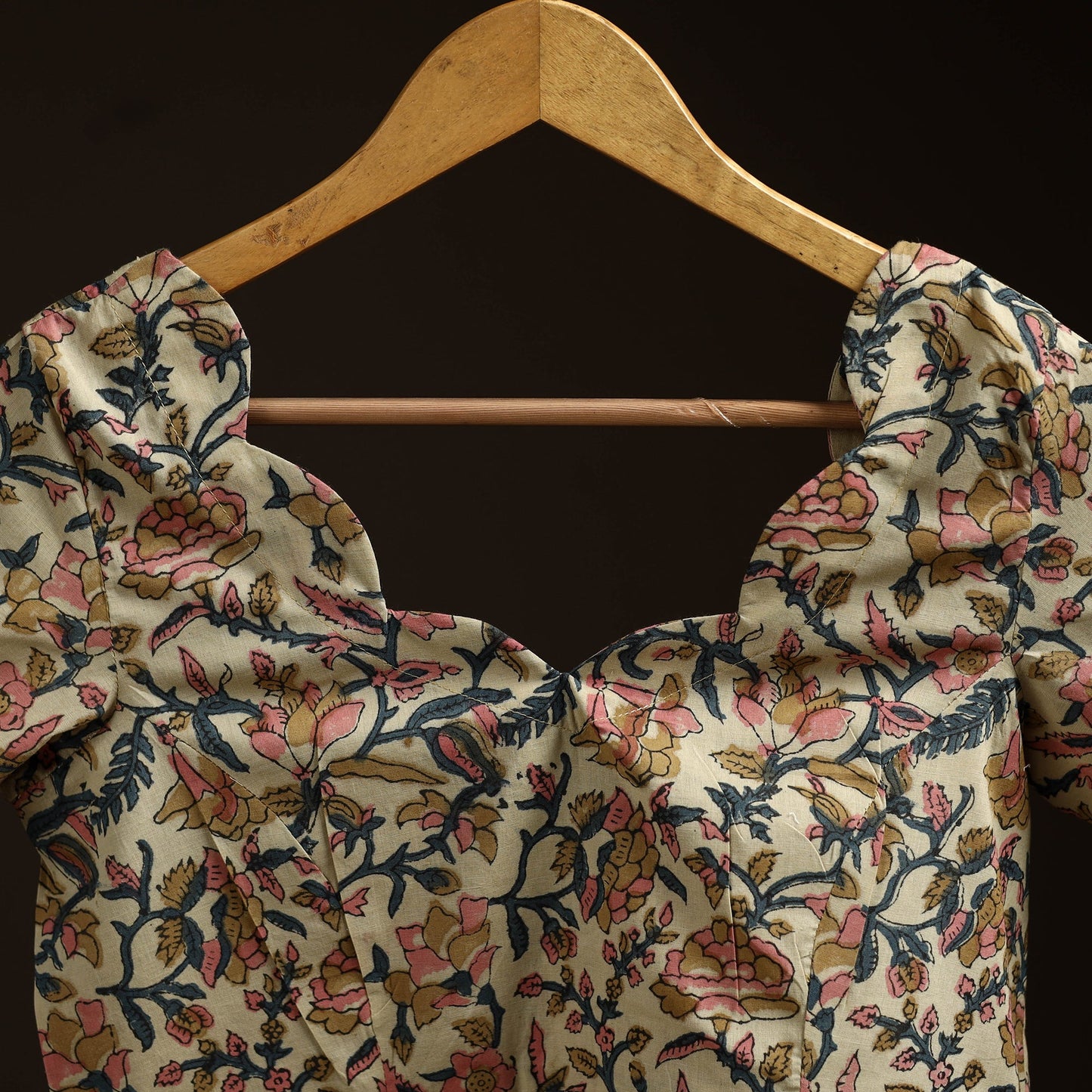 Beige - hand cotton sanganeri readymade blouse 11