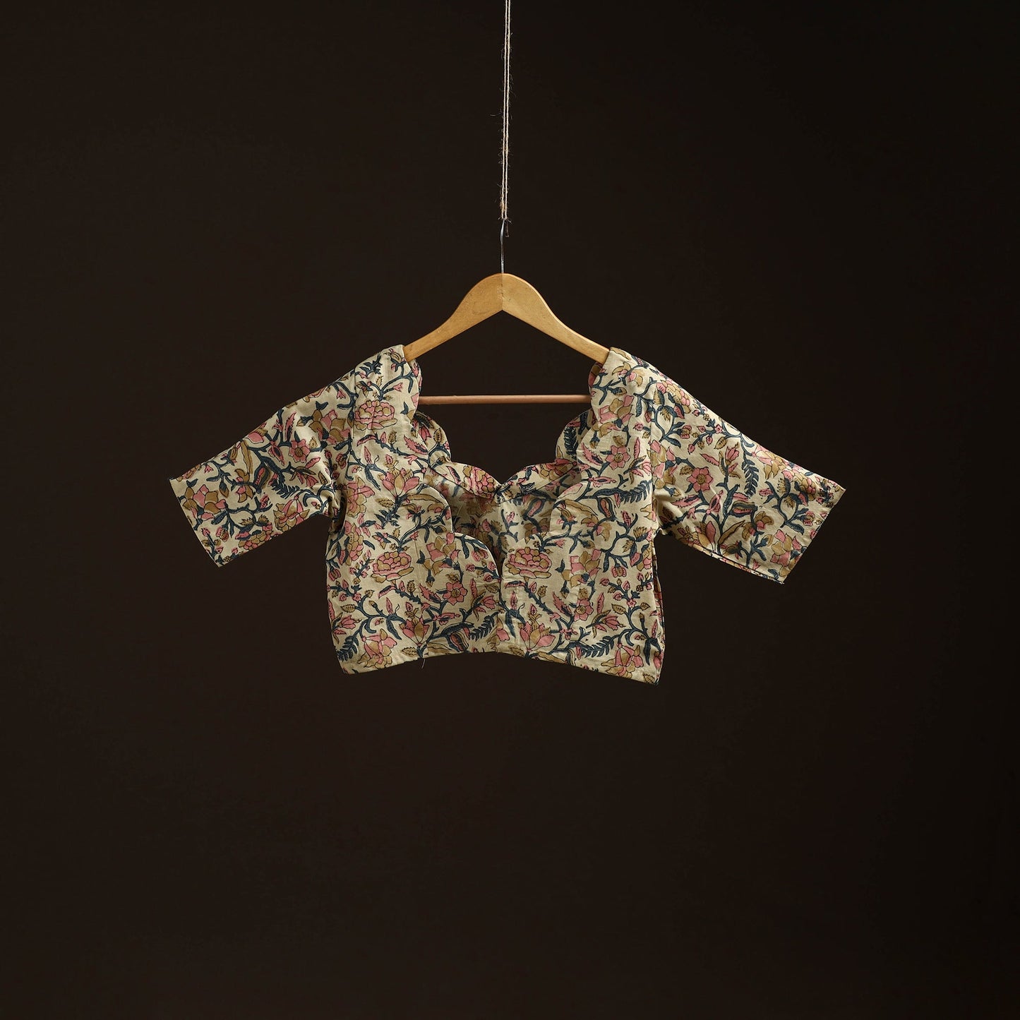 Beige - hand cotton sanganeri readymade blouse 11