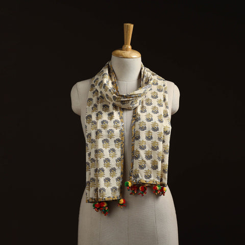 Hand cotton sanganeri stole 15 - handcrafted