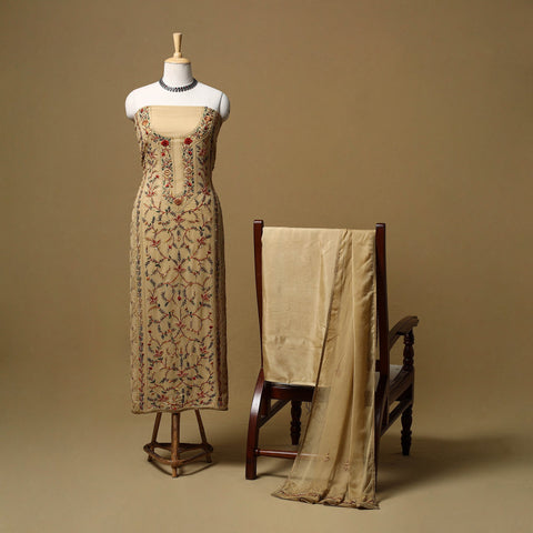 Hand embroidered georgette 3pc unstitched dress material 09