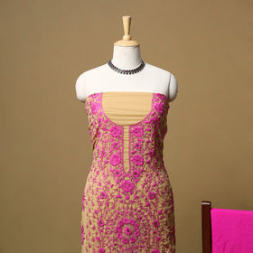 Hand embroidered georgette 3pc unstitched dress material 53