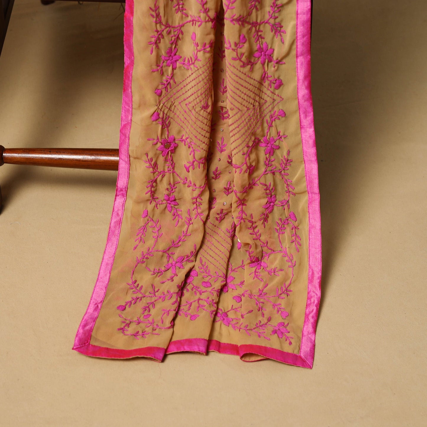 Hand embroidered georgette 3pc unstitched dress material 53