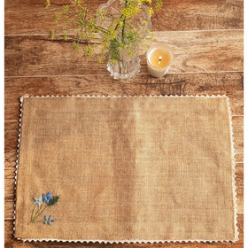 Buy Beige Embroidered Jute Table Mat Forget Me Not