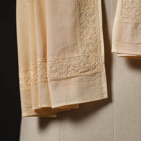 Beige - hand embroidered lucknow chikankari cotton stole 10