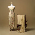 Hand embroidered muslin 3pc unstitched dress material 22