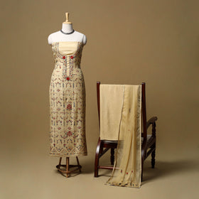 Hand embroidered muslin 3pc unstitched dress material 22