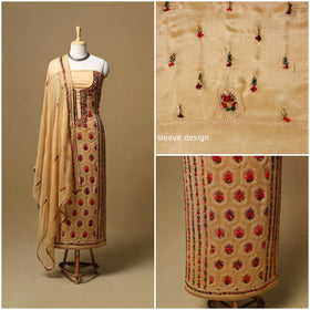 Hand embroidered muslin 3pc unstitched dress material 23