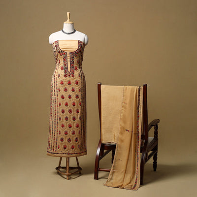 Hand embroidered muslin 3pc unstitched dress material 23