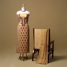 Hand embroidered muslin 3pc unstitched dress material 23