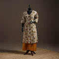 Hand embroidered printed cotton a-line kalamkari kurta