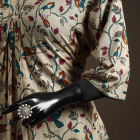 Hand embroidered printed cotton a-line kalamkari kurta