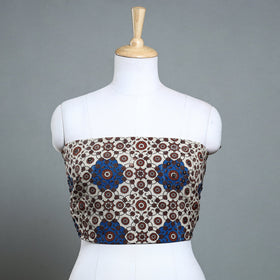 Hand Embroidery Ajrakh Cotton Blouse Piece