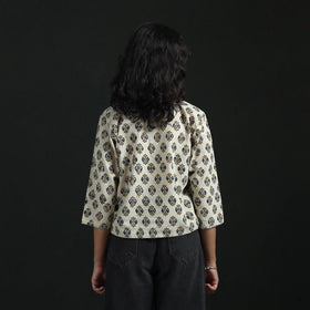 Hand embroidery block print cotton natural dyed ajrakh crop