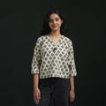 Hand embroidery block print cotton natural dyed ajrakh crop