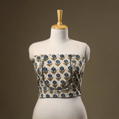 Beige - hand embroidery cotton blouse piece 13 - handcrafted