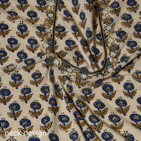 Beige - hand embroidery cotton blouse piece 13 - handcrafted