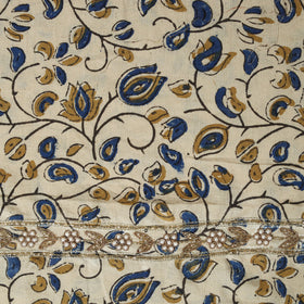 Beige Ajrakh Print Hand Embroidery Cotton Blouse Piece