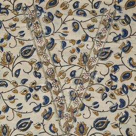 Beige Ajrakh Print Hand Embroidery Cotton Blouse Piece