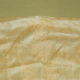 Beige Hand Embroidery Tussar Silk Chikankari Kurta Material