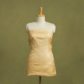  Beige Hand Embroidery Tussar Silk Chikankari Kurta Material