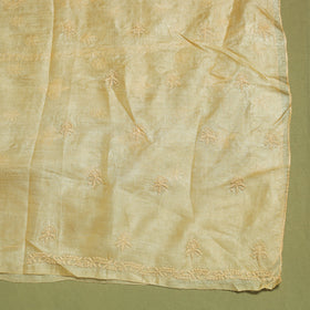  Beige Hand Embroidery Tussar Silk Chikankari Kurta Material