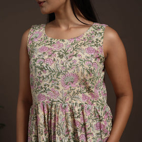 Beige - hand flared sanganeri dress 12 - handcrafted