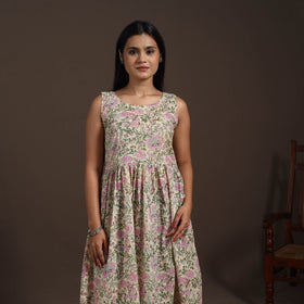 Beige - hand flared sanganeri dress 12 - handcrafted